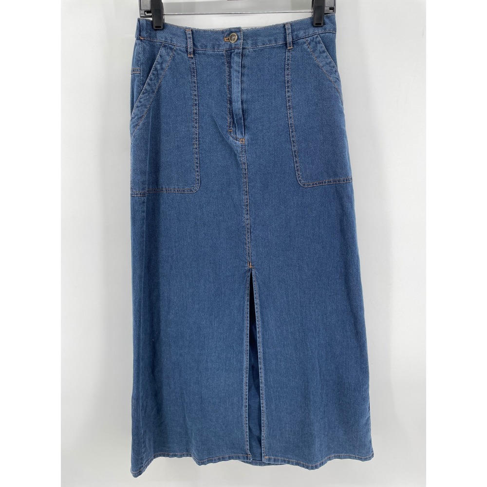 Max Studio Maxi Skirt Womens Small Blue Western Boho Cottage Country Soft Cotton